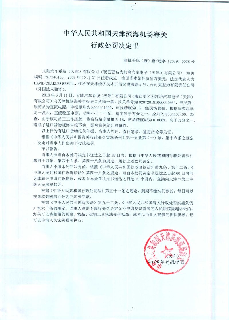 津机关缉(查)查违字【2019】0078号决定书 津机关缉(查)查违字【2019】0078号决定书