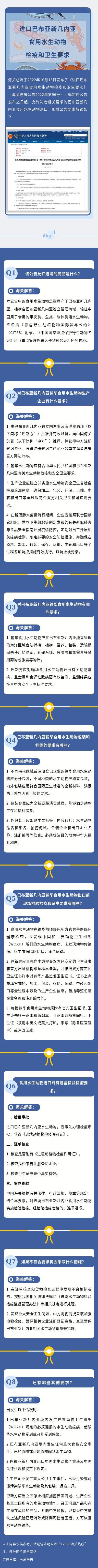 海关总署公告2022年96号公告解读【动植物检疫】进口巴布亚新几内亚食用水生动物检疫和卫生要求