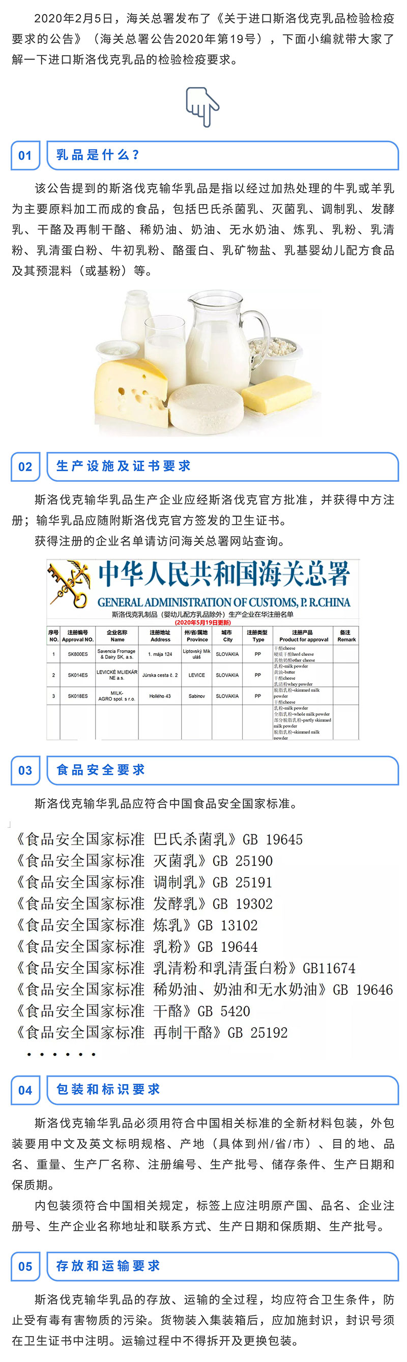 公告解读丨关于进口斯洛伐克乳品检验检疫要求的公告