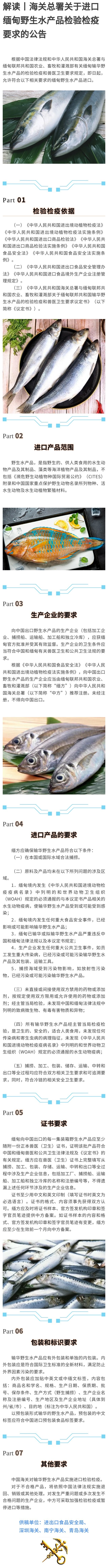 解读丨海关总署关于进口缅甸野生水产品检验检疫要求的公告20231025