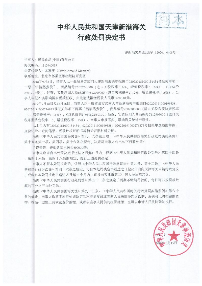 津新港关缉违字〔2020〕0408号 津新港关缉违字〔2020〕0408号