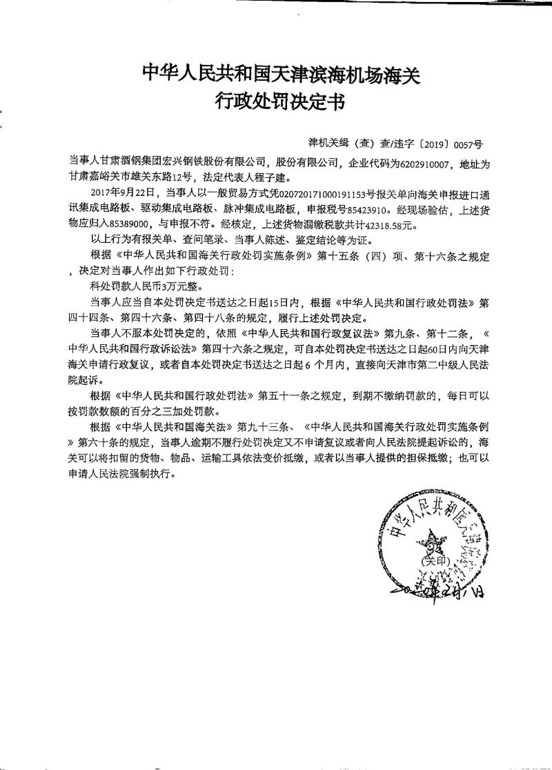 津机关缉（查）查违字〔2019〕0057号行政处罚决定书