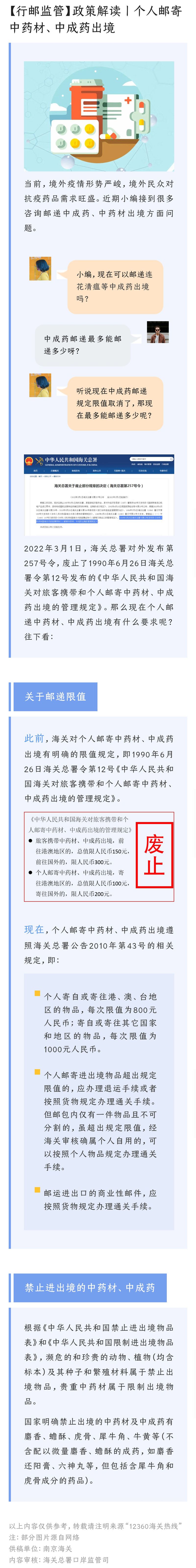 【行邮监管】政策解读丨个人邮寄中药材、中成药出境 【行邮监管】政策解读丨个人邮寄中药材、中成药出境