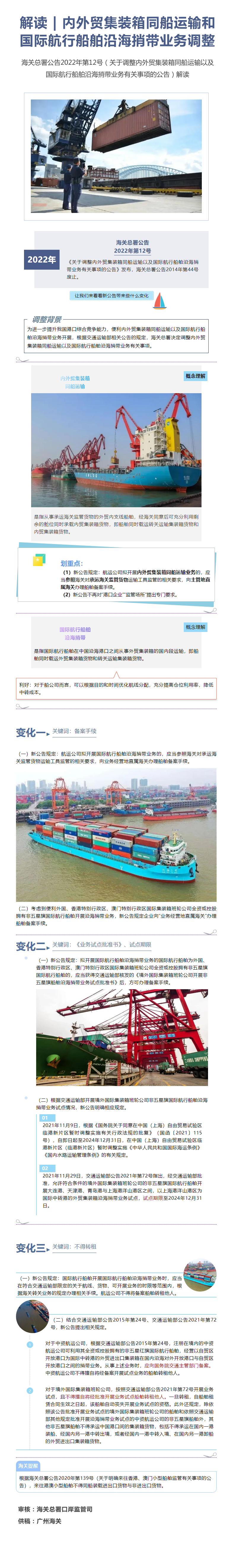 解读_内外贸集装箱同船运输和国际航行船舶沿海捎带业务调整