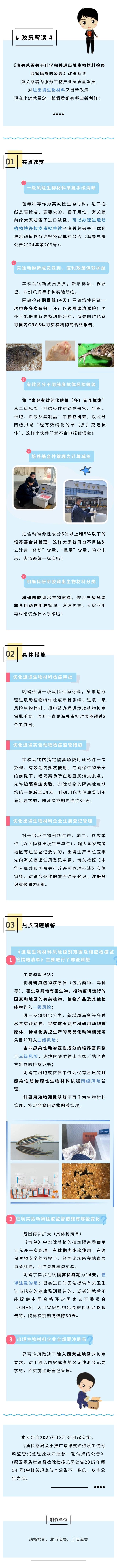 政策解读 | 海关总署关于科学完善进出境生物材料检疫监管措施的公告